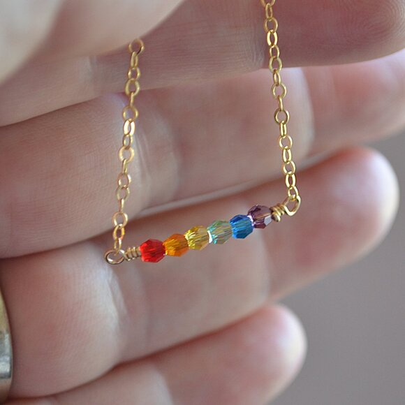 Dainty Rainbow Crystal Bracelet in Gold or Silver - Picture 7 of 9